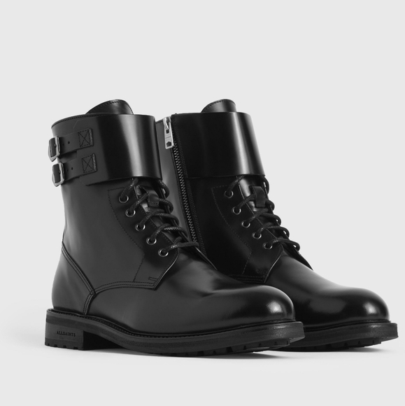 All Saints Brigade Black Leather Biker Boot